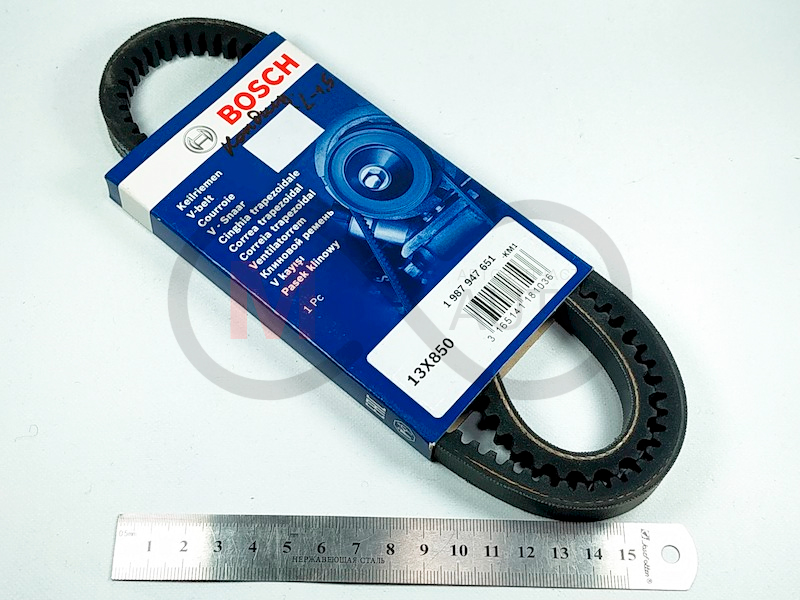 Ремень кондиционера Lanos (13х850) зубчатый Bosch 1987947651