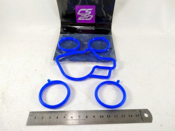 Ремкомплект прокладок впускного коллектора ВАЗ-2112 CS-20 (5 шт) синий силикон