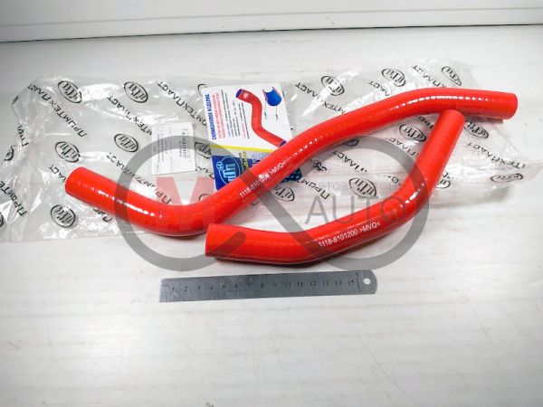 Патрубок отопителя ВАЗ 1118 (к-т 2 шт.) силикон, красный, ПТП