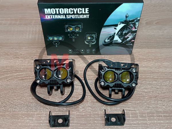 Фара-прожектор Сова 2 SMD, 9D линза, желтый-белый луч, противотуманные фары, к-кт 2 шт.